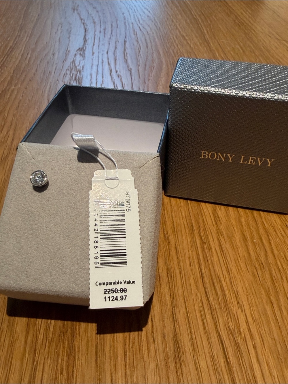 Bony Levy 18K white gold single bezel natural diamond stud earring 0.375 ctw